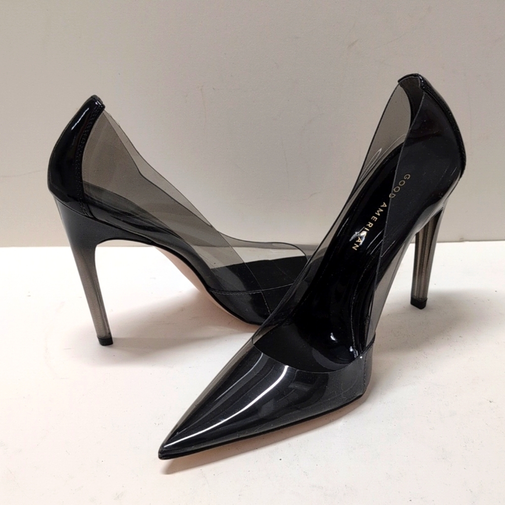 Good American, clear/black heels, Spain, size 9 (9.5)